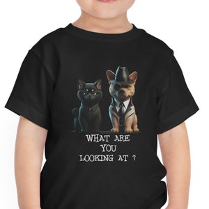 ¿Qué estás mirando? Camiseta de manga corta con estampado de animales para niños pequeños, divertida camiseta con estampado de animales para niños
