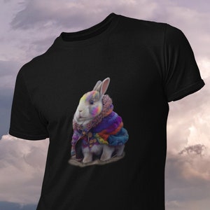 Rainbow bunny short sleeve Tshirt male rainbow tee pride female t shirt rabbit rainbow bunny tshirt
