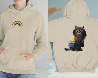 Cat Mum Rainbow Hooded Sweatshirt heavy Cat Mum hoodie Graphic Cat sweatshirt hoodie rainbow