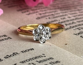 Art Deco 18ct Gold, Diamond Star Daisy Ring
