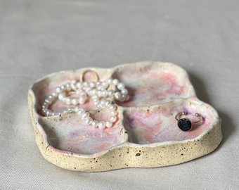 Keramikständer mit vier Fächern - für Schmuck, Schlüssel, Dekotablett, handgemachte Keramik