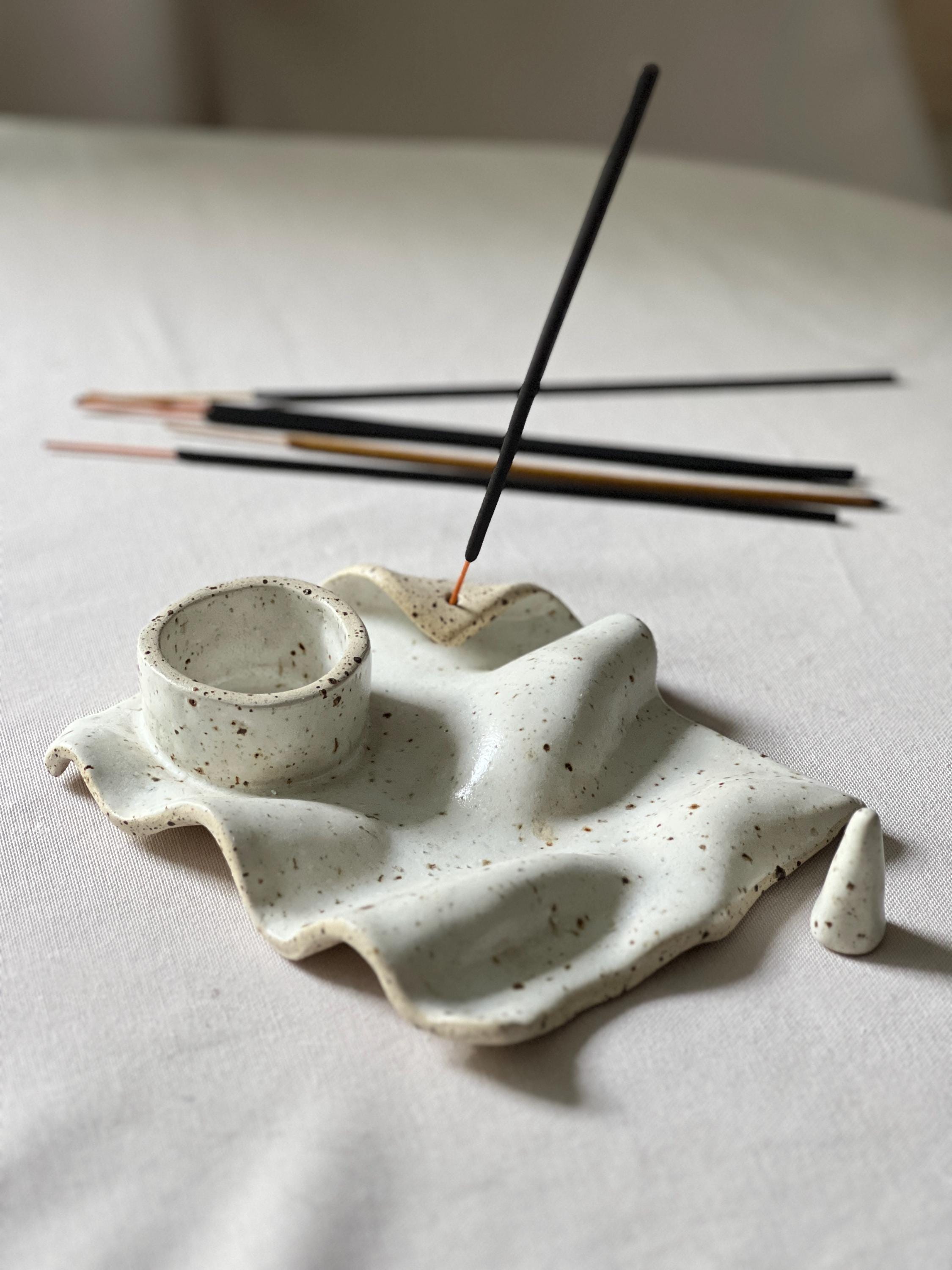 Porta Incenso In Ceramica Palo Santo, Per Bastoncini E Coni, Supporto Per Aromaterapia 14 Cm - 5