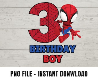 3rd Spider Birthday Boy PNG, Spider Birthday png, Birthday Clipart, Birthday boy Sticker, Birthday png Gift, Birthday Digital Download