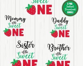 Sweet One Strawberry Birthday Png, Passende Familie Erdbeer-Geburtstag Png, Sweet One Strawberry Erster Geburtstag Png, 1
