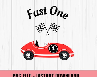 Racing Car First Birthday PNG for Shirts & Party Decor