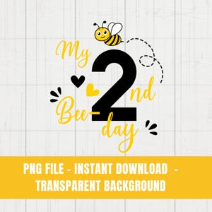 2nd Bee-day, Two Years Old, Birthday PNG, Bee Themed Birthday, Birthday PNG