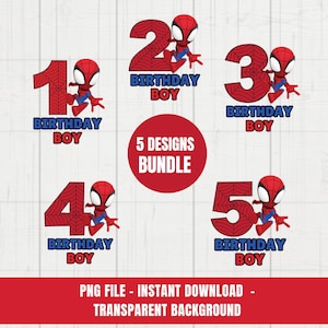 Spiderman Birthday Boy Png bundle, Spiderman Birthday Png bundle, Birthday Boy Bundle, Birthday Png, Spider-Man Birthday Themed Birthday Boy
