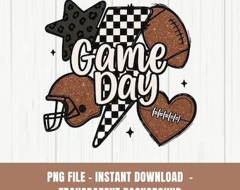 Glitter Football PNG, Football Mama Png, Game Day Football PNG, Retro Checkered Png, Touchdown Season, Leopard Football Coquette