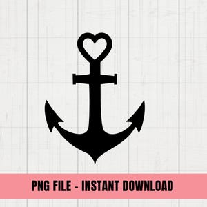 Heart Anchor PNG, Anchor PNG File, Nautical Clipart, Anchor Dxf, Nautical Decor png, Anchor png files for Cricut, Anchor Instant Download