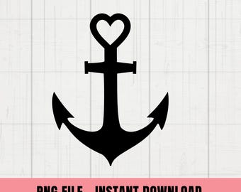 Coeur ancre PNG, fichier PNG ancre, Clipart nautique, ancre Dxf, décoration nautique png, fichiers png ancre pour Cricut, ancre téléchargement immédiat