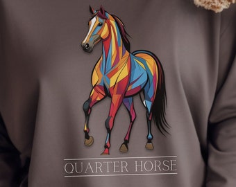 Quarter Horse Sweatshirt: Colorful Graphic Design, Unisex Crewneck