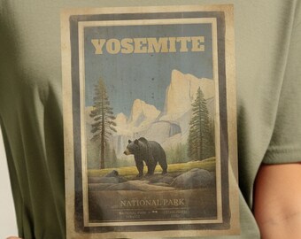 Yosemite Shirt, Yosemite National Park Tshirt, Comfort Colors Vintage Poster T-shirt, Unisex Shirt, Black Bear Shirt, Yosemite Park Tee