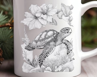 Sea Turtle Mug: Ocean Lover Gift, Ceramic Coffee Mug