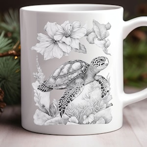 Sea Turtle Mug: Ocean Lover Gift, Ceramic Coffee Mug