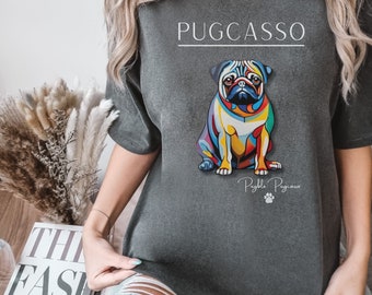 Pug Mom Shirt: Comfort Colors 'Pugcasso' Dog T-shirt, Funny Pug Lover Gift