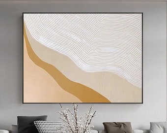 Beige white textured wall art, white wall art, wabi-sabi large abstract wall art, wall decor oil painting, textured painting, bedroom decor