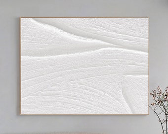 White 3d textured painting,white minimalist abstract painting,white textured wall art,white painting,white wall art for living room wall art