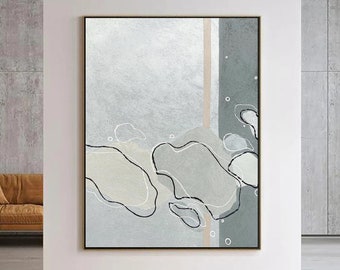 Gray white abstract painting,original abstract painting,minimalist painting,gray white painting,gray white wall art for living room wall art