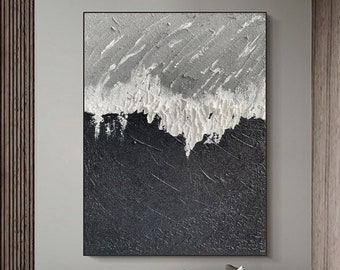 Black and white abstract art white textured wall art gray and white 3d textured wall art black and white painting gray and white wall art