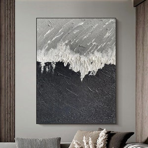 Black and white abstract art white textured wall art gray and white 3d textured wall art black and white painting gray and white wall art