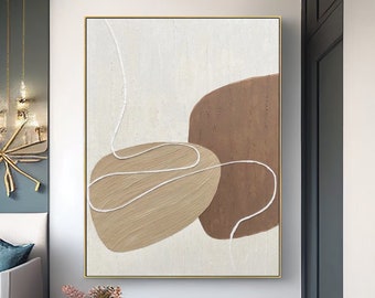 Beige and white abstract painting canvas,minimalist abstract painting,3d texture painting,beige white wall art,brown painting,beige painting