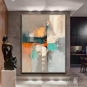 Large neutral color abstract painting on canvas textured wall art contemporary art decor modern abstract wall art living room wall art