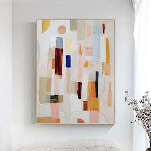 Neutral color abstract painting modern palette knife painting colorful abstract textured wall art Handmade oil painting canvas artwork
