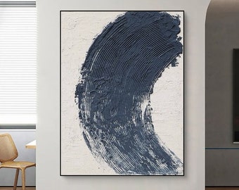 blue white minimalist textured wall art blue white abstract painting blue 3d textured painting wabi-sabi wall art decor entrance wall art