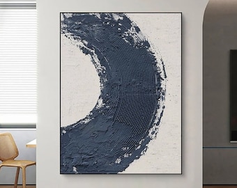 Blue White Textured Wall Art,Original Abstract Oil Painting On Canvas,Modern Minimalist Painting,Large Wall Art,Bedroom Wall Art Decor