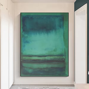 Green Minimalist Painting Green Wall Art Green Texture Painting Green Abstract Painting on Canvas Wabi-Sabi Wall Art For Living Room Decor