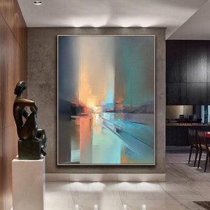 Large color abstract painting on canvas textured wall art contemporary art decor modern abstract wall art wabi sabi living room wall art image 1