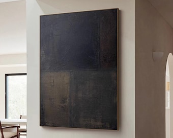Large black minimalist abstract painting Wabi sabi textured wall art Neutral black painting entrance wall art oil painting canvas artwork