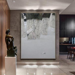 Black White Abstract Painting Canvas Art Gray White Textured Painting Black White Gray Painting Gray White Wall Art Minimalist Wall Art