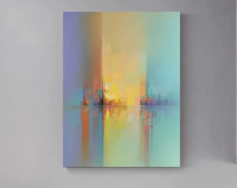 Large abstract hand painted original colorful textured oil painting on canvas, modern acrylic painting boho wall art for living room decor