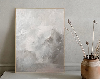 質感のあるグレーと白の抽象画、ミニマリストの壁アート - Etsy 日本