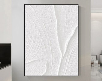 Large white abstract painting,white 3d textured wall art,minimalist abstract painting,original canvas oil hand painting,office wall art