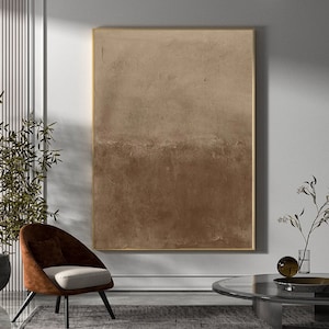 Neutral Brown Minimalist Painting Abstract Painting on Canvas Wabi Sabi Wall Art Texture Wall Art Boho Wall Decor For Living Room