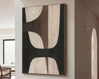 Black brown wabi sabi wall art beige brown abstract painting boho textured wall art minimalist painting neutral wall decor bedroom wall art