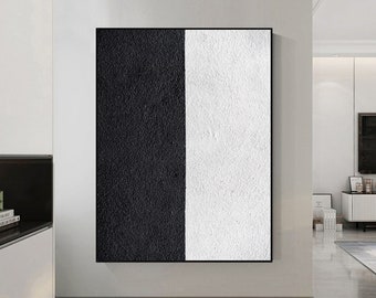 Minimalist black white abstract painting on canvas black white textured wall art black white wall art wabi sabi wall art entrance wall decor