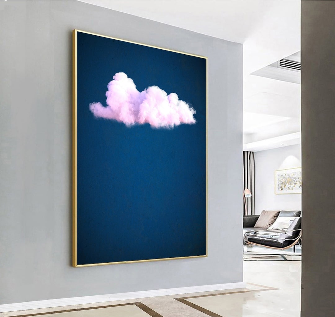 Pink Cloud Wall Art,blue Wall Art,abstract Art Painting,minimalist Wall