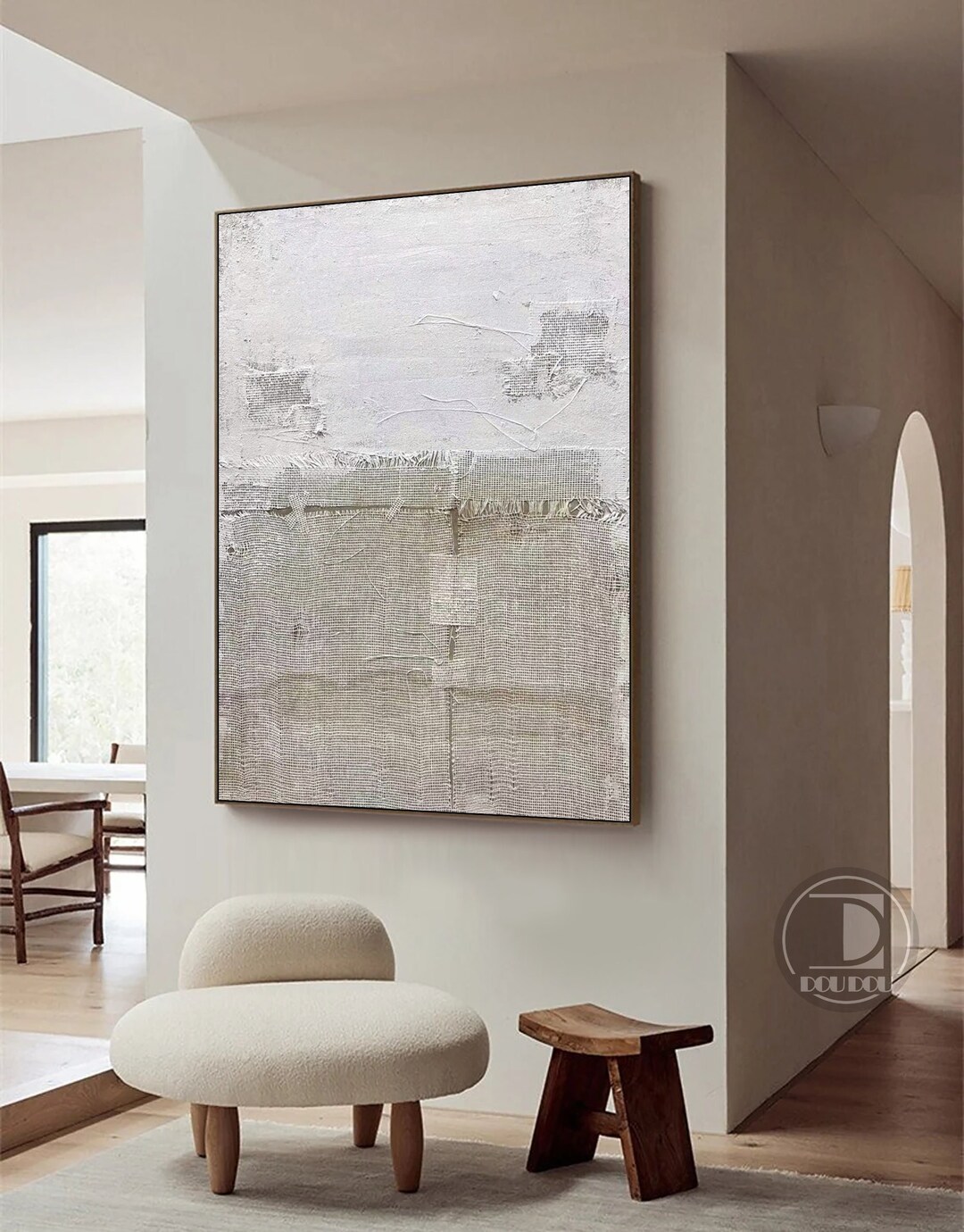 Wabi Sabi Wall Art Gray White Minimalist Abstract Painting on Canvas ...