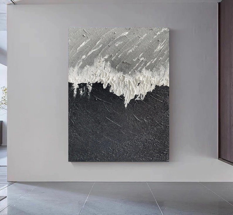 Black and White Abstract Art White Textured Wall Art Gray and White 3d