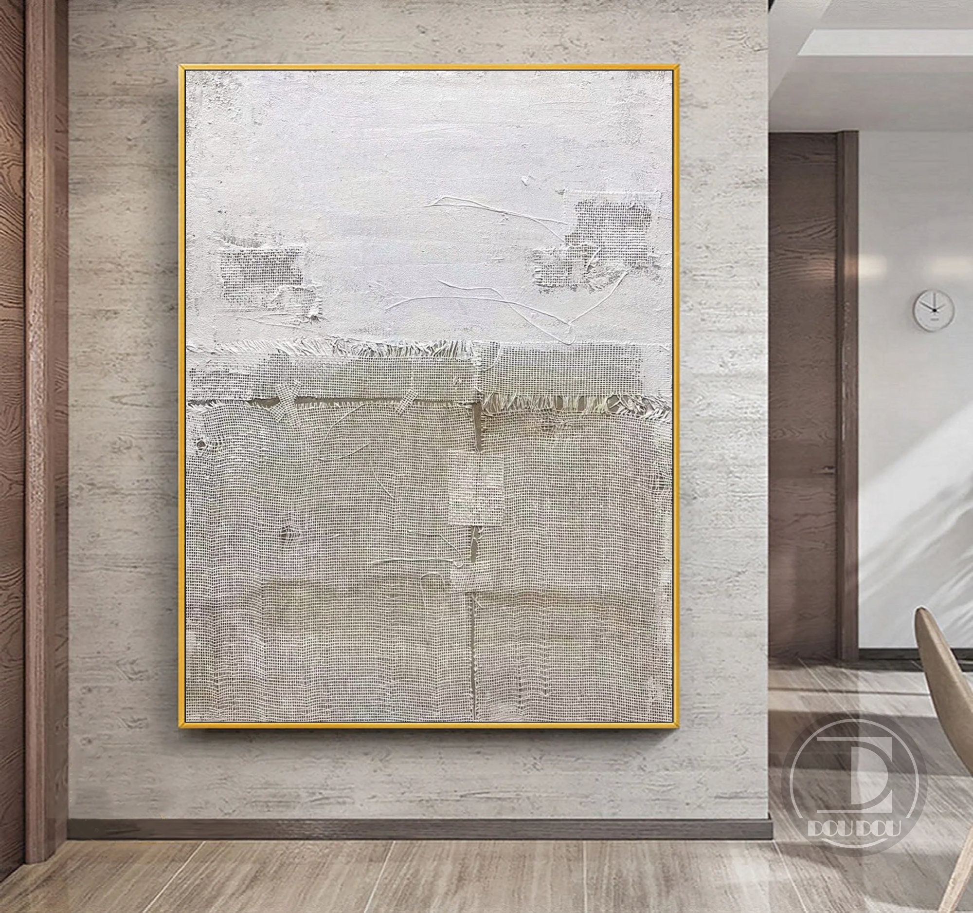 Wabi Sabi Wall Art Gray White Minimalist Abstract Painting on Canvas ...