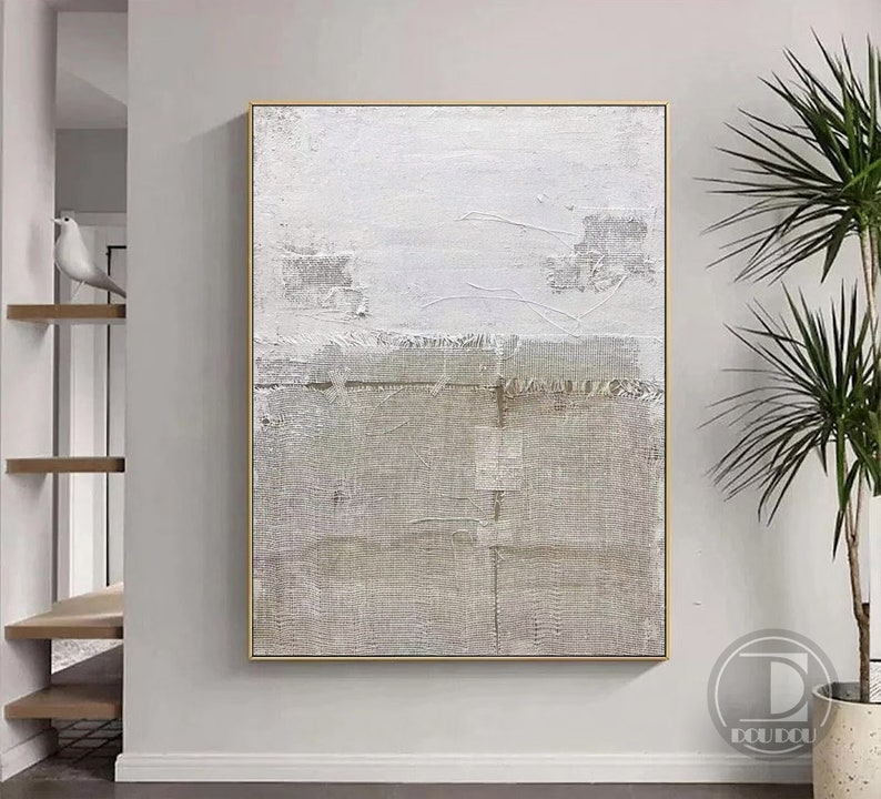 Wabi Sabi Wall Art Gray White Minimalist Abstract Painting on Canvas ...