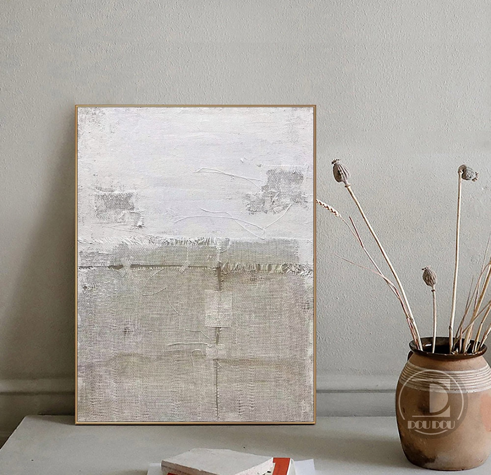Wabi Sabi Wall Art Gray White Minimalist Abstract Painting on Canvas ...