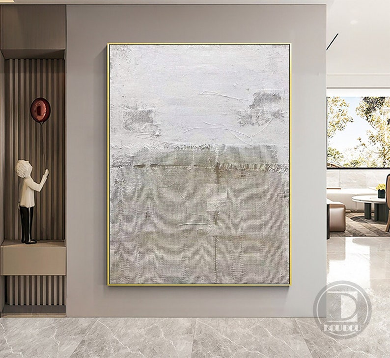 Wabi Sabi Wall Art Gray White Minimalist Abstract Painting on Canvas ...