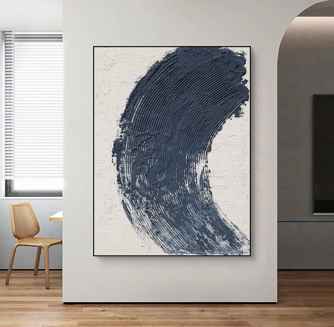 Blue White Minimalist Textured Wall Art Blue White Abstract Painting