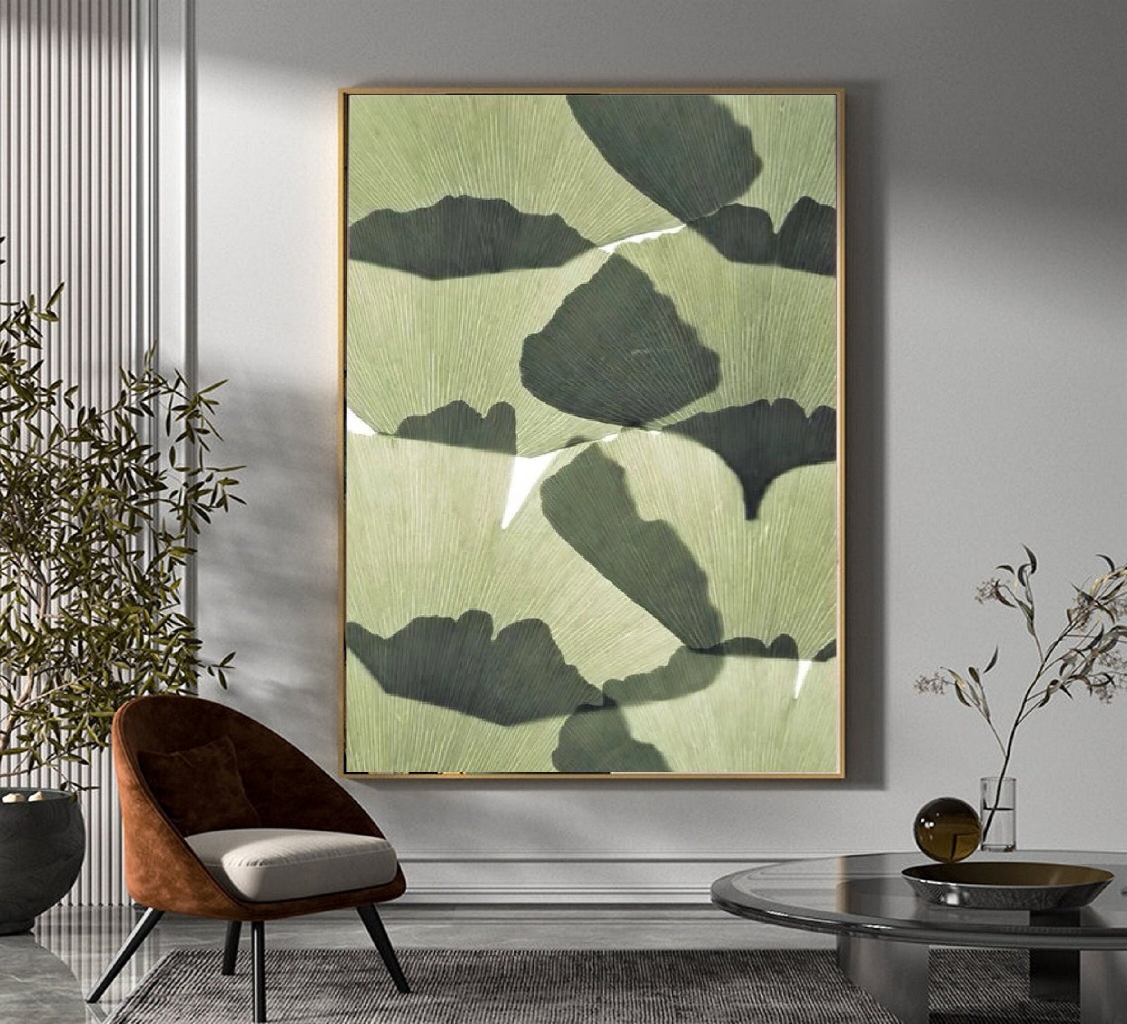 Green Minimalist Painting Abstract Texture Wall Art Green Abstract ...