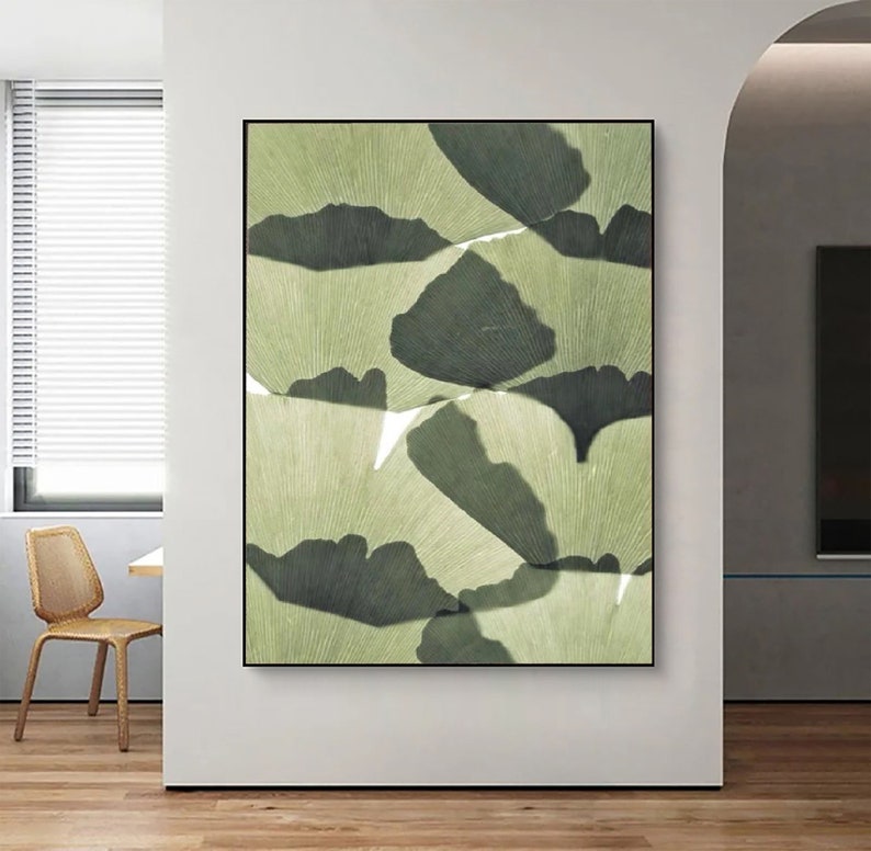 Green Minimalist Painting Abstract Texture Wall Art Green Abstract Painting on Canvas Contemporary Art Entrance Wall Decor For Living Room image 8