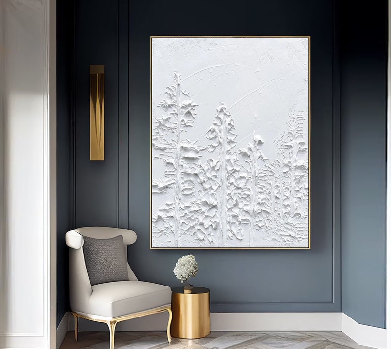 White 3d textured art white textured painting white textured wall art white wall art white abstract canvas wall art white abstract art image 5